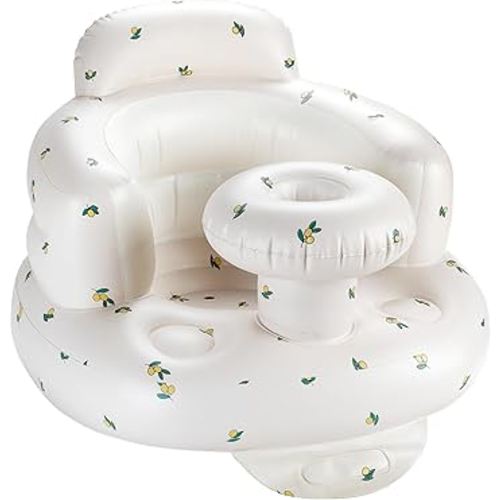 Inflatable Baby Seat with Tray, Comfortable Sit Me Up Floor Seat for Baby Learning to Sit, Portable Built in Air Pump Blow Up Baby Chair，Sitting Support Infant Chair for 3 Months Up (Olive)