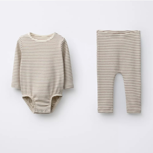 STRIPED BODYSUIT AND LEGGINGS SET - Brown | ZARA United States