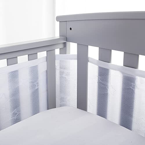 BreathableBaby Breathable Mesh Liner for Full-Size Cribs, Sheer Deluxe 5mm Mesh, Stars (Size 4FS Covers 3 or 4 Sides)