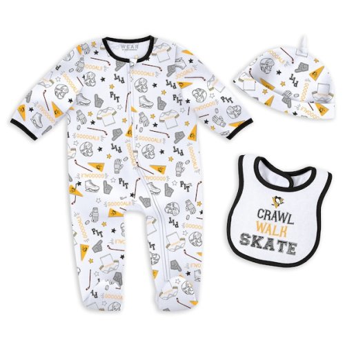 Newborn & Infant Pittsburgh Penguins WEAR by Erin Andrews Sleep and Play Sleeper Set with Bib