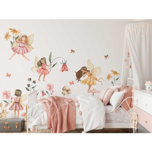 Fairy Wall Decal | Watercolor Fairies Wall Decal | Nursery Fairytale Sticker | Removable Decals | Fairy Sticker