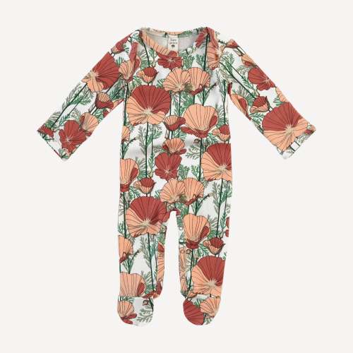 long sleeve lap neck footie | california poppies | organic cotton inte – kate quinn