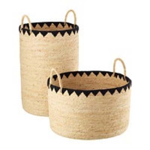 Mae Embroidered Hamper - Tall Natural