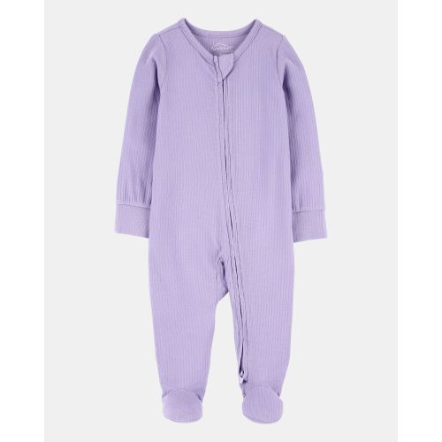 Baby Girl Solid 2-Way Zip PurelySoft Sleep & Play Pajamas - Purple - Carter's | Carter's