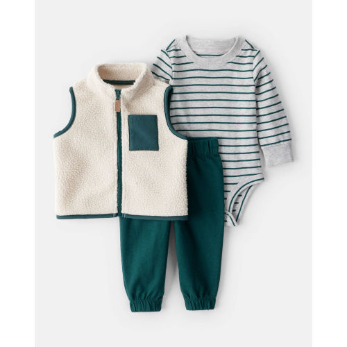 Baby Boy 3-Piece Fleece Vest Outfit Set
