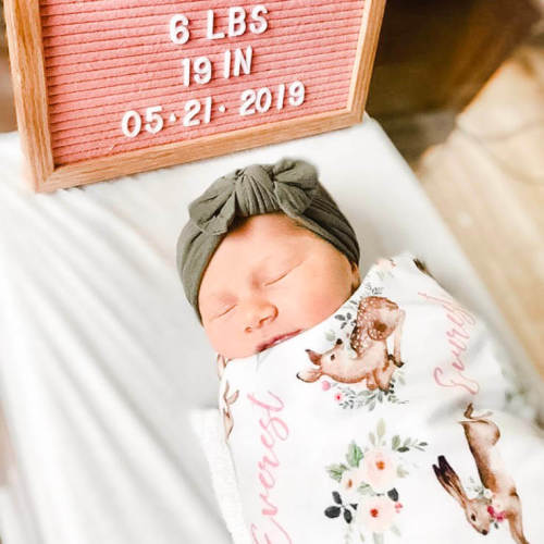 Winnie's Woodland Animal Friends Personalized Baby Name Swaddle Blanket