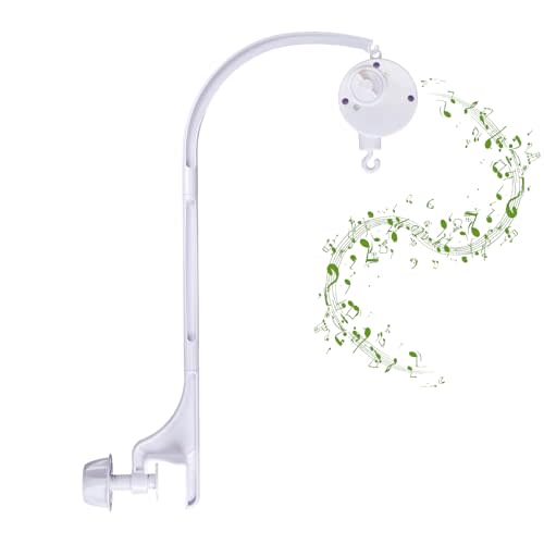 24 inch Crib Mobile Bed Bell Frame arm Bracket, Double nut Screw Fixing Frame -DIY Toy Decoration Bracket (24 inch Single nut Adjustment- with Music Box)