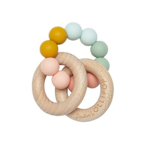 Bubble Silicone & Wood Teether - Rainbow