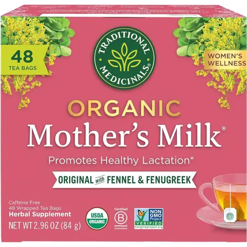 Traditional Medicinals Organic, Mother's Milk Tea - Supports Breastfeeding & Lactation with Fennel and Fenugreek - Kosher, Non-GMO, Caffeine-Free, Compostable - 48 Tea Bags