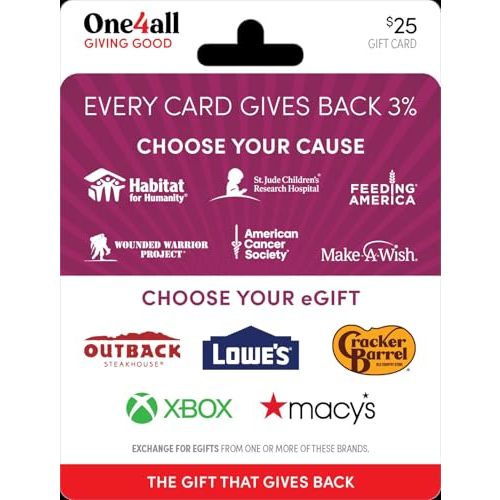 One4all Giving Good Joy Physical Gift Card - $25