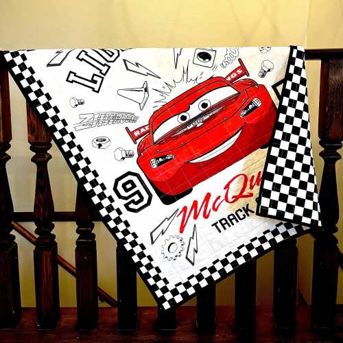 Handmade Lightning McQueen Baby Quilt | Baby Shower Gift | Baby Boy Quilt | Nursery Quilt, Toddler Gift, Modern Quilt Baby Blanket