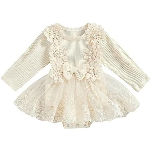 Madjtlqy Toddler Baby Girl Fall Winter Outfit Set Plaid Romper Dress Ruffles Long Sleeve Clothes Jumpsuit with Bow Headband