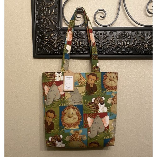 New Baby Animal Safari Tote Bag Lined Magnetic Closure