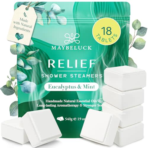 Eucalyptus Mint Shower Steamers 18 Pack - Easter Basket Stuffers, Eucalyptus for Shower, Aromatherapy Birthday Gifts for Women & Men, Natural Essential Oil Bombs for Home Spa & Self Care Relaxation