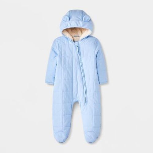 Baby Boys' Bunting Puffer Snowsuit - Cat & Jack™ Light Blue Newborn