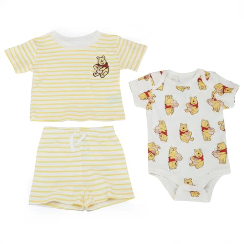 Magic Threadz Disney Clothes Baby Boys 3-Piece Short Set – Mickey, Pooh, Simba, Dumbo, & Spiderman Outfit Set (0M–9M)