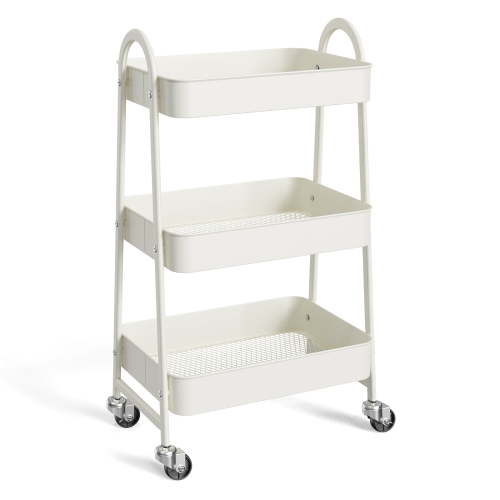 Alvantor 3 Tier Small Rolling Cart, Metal Utility Storage Organizer Kitchen Trolley Bathroom Laundry Room Bar Office Shelves