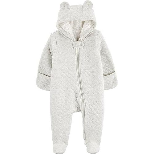 Simple Joys by Carter's Neutral's Fleece Footed Jumpsuit Pram, Grey, 0-3M
