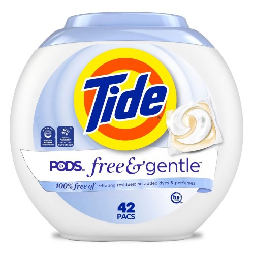 Tide PODS Free & Gentle Laundry Detergent Pacs, Unscented, 42 ct