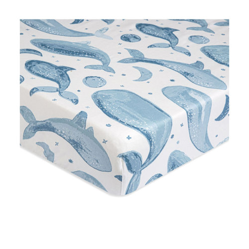 Crane Baby Caspian Whale Themed Fitted Crib Sheet, Blue and White, Soft and Durable by Crane Baby & Reviews | Wayfair