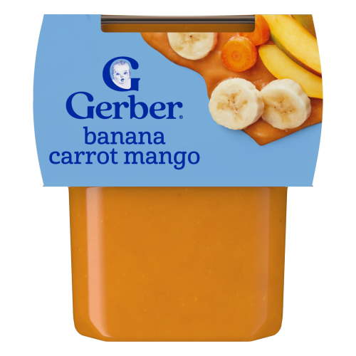 Gerber Stage 2 Baby Food, Banana Carrot Mango Puree Tubs, Baby Puree, 2PK 8 oz
