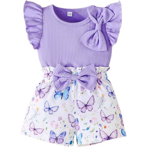 SUREPOCH Baby Girl Clothes 12 18 24 Month 2T 3T 4T Toddler Girl Clothes Spring Summer Shirt Shorts Outfit Set