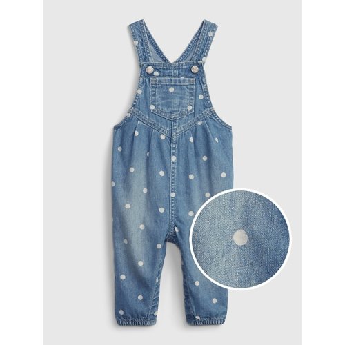 Baby Organic Cotton Denim Overalls in medium wash, size: 0-3 M