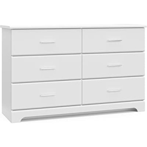 Storkcraft Brookside 6 Drawer Double Dresser (White) – GREENGUARD Gold Certified, Dresser For Nursery, Kids, Chest Of Drawers
