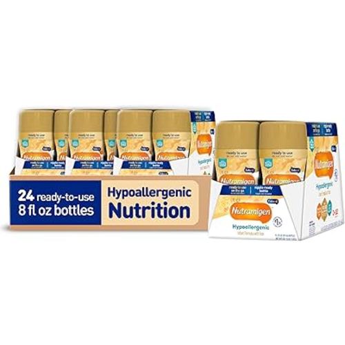 Enfamil Nutramigen Hypoallergenic Baby Formula with Iron, Lactose Free, Colic Relief from Cow's Milk Allergy Starts in 24 Hours, Brain Building DHA, Concentrated Liquid, 8 Fl Oz, 24 Bottles
