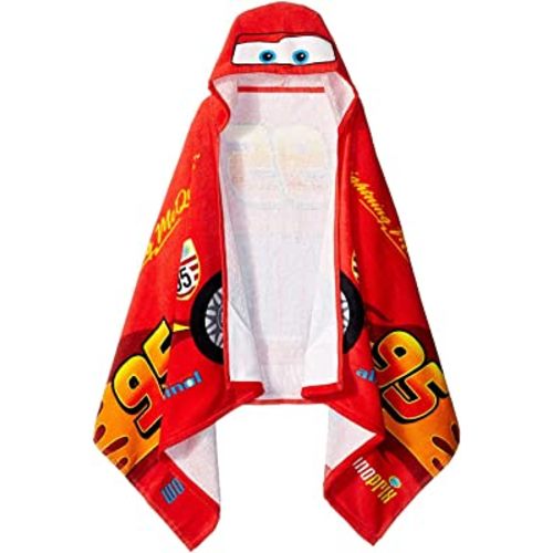 Jay Franco Kids Hooded Towel – 22" x 51" Super Soft Bath Wrap with 3D Hood, Beach, Pool & Travel, Official Licensed Product, Red - Cars