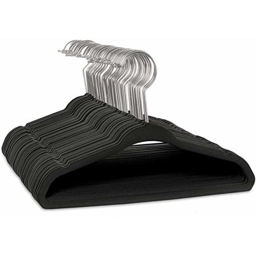 Casafield 50 Velvet Baby Hangers - 11" Size for Infant & Toddler Clothes - Black