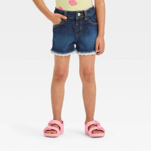 Toddler Girls' Lace Cut-Off Denim Shorts - Cat & Jack™ Dark Blue