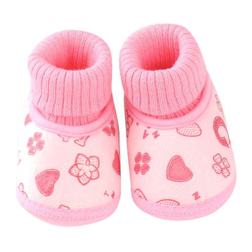 Povozer Baby Booties Newborn Babe First Walkers Non-Slip Stay on Boots Crib Shoes Sock Warm Knit Booties(Pink,0-6 Months)