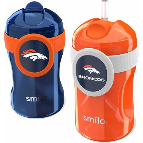 Smilo NFL Straw Cup 8.5 oz Capacity 2 Pack - Denver Broncos