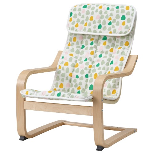POÄNG Kid's armchair - birch veneer/Ulvsby dot pattern