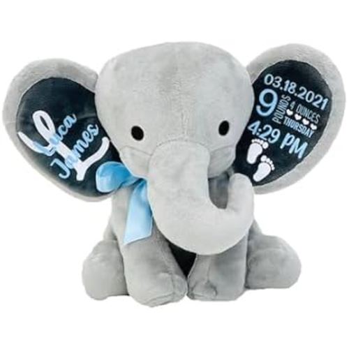 Up2ournecksinfabric, Personalized Keepsake, Stuffed Animal, Newborn, Birth Announcement Stuffed Animal,