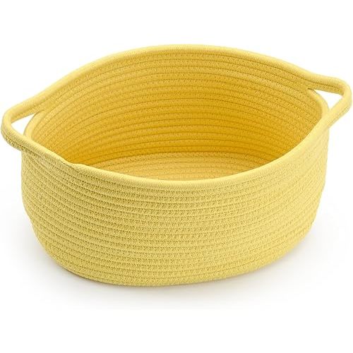 Yellow Woven Storage Basket with Handle – Versatile DIY Gift Basket for Valentine's Day, Baby Shower, Burr, Fundraisers – Decorative Organizer for Baby Toys, Pets & Home Storage