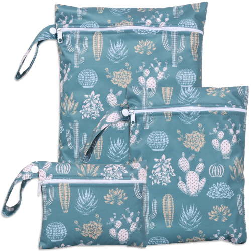 Threns Wet Dry Bags, 3Pcs Waterproof Reusable Travel Wet Bags, Reusable Water Resistant Toiletry Pouch for Swimsuits, Baby Cloth Diapers, Beach, Pool, Gym Bag and Wet Clothes