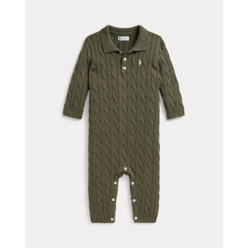 Cable-Knit Cotton Polo Coverall for Baby Boys | Ralph Lauren