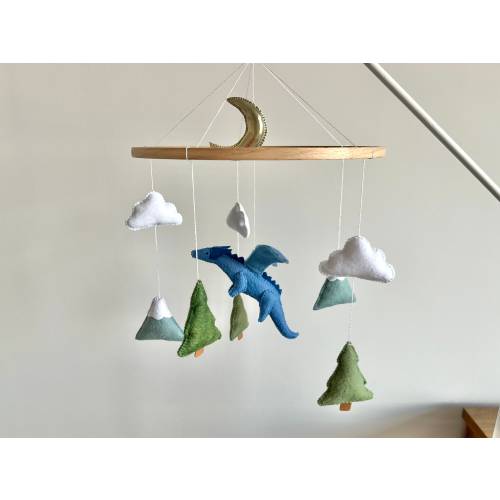 Blue Dragon Nursery Mobile: Felt Fantasy Decor