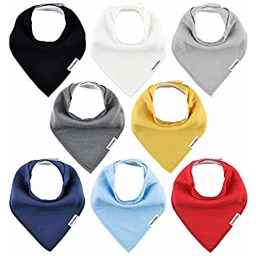 TheAZBaby Baby Bandana Drool Bibs for Boys and Girls, Organic, Plain colors, Unisex 8 Pack Baby Shower Gift Set for Teething and Drooling, Soft Absorbent and Hypoallergenic ( Solid Colors )