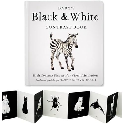 Baby's Black and White Contrast Book: High-Contrast Art for Visual Stimulation at Tummy Time (Tabitha Paige Children's Book Series)