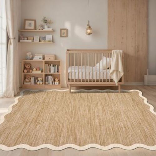 Modern Washable Rug Scalloped Rug with Non Slip Backing