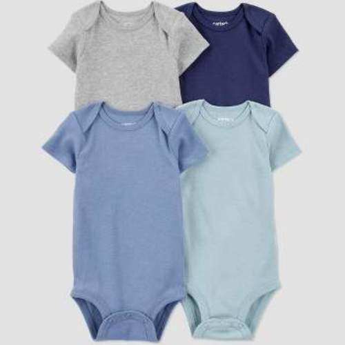 Carter's Just One You®️ Baby Boys' 4pk Short Sleeve Textured Solid Bodysuit - 18M: Snap Closure : Target