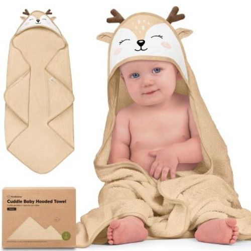 KeaBabies Cuddle Baby Hooded Towel, Organic Baby Bath Towel, Hooded Baby Towels, Baby Beach Towel for Newborn, Kids (Deer, Regular)