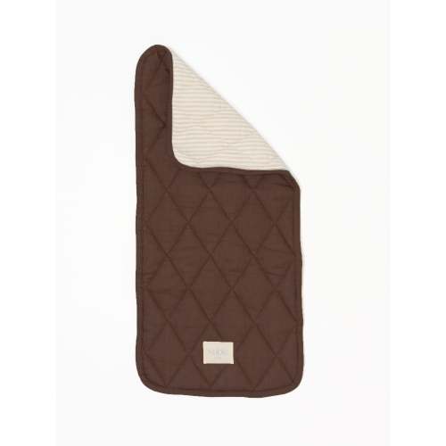 Linen Bassinet Pram Liner - Chocolate & Natural Striped