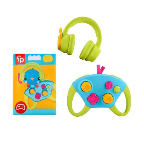 Fisher-Price Newborn Toys Level-Up Little Gamer Gift Set, Baby Rattle Teether & Crinkle Activities for Infants Ages 3+ Months