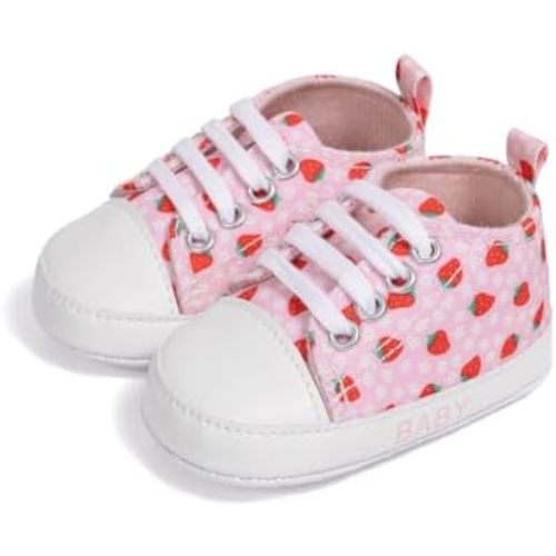 KIDSUN Unisex Baby Boy Girl Canvas Sneaker Soft Sole Infant Lace up Newborn Ankle Toddler First Walkers Crib Shoes
