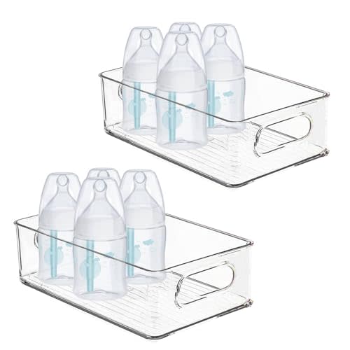 Baby Bottle Organizer, Plastic Storage Center for Baby Bottles and Food Jars, Portable Nursery Storage Plastic Baby Organizer,Convenient Storage Center for Kitchen Cabinet, Refrigerator&Countertop-2PC