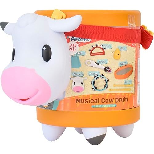 Cow Drum Set, 10 Piece Playset, Preschool Gift for Boys and Girls